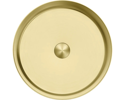 Runt tvättställ för bänkmontage i metall med avlopp