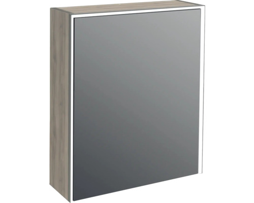 Spegelskåp med belysning JUNGBORN Quattro sedici nove valnöt matt 60x70 cm LED Spegelskåp med träeffekt och integrerad belysning