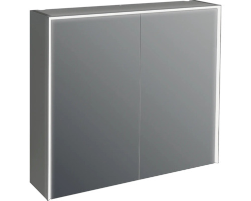 Spegelskåp med belysning JUNGBORN Quattro sedici nove svart matt 80x70 cm LED Badrumsspegelskåp med belysning
