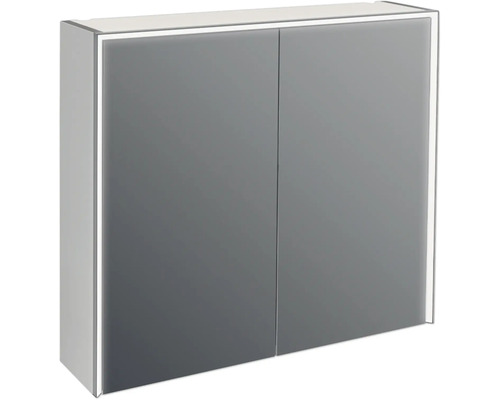 Spegelskåp med belysning JUNGBORN Quattro sedici nove grå matt 80x70 cm LED Spegelskåp med två dörrar och belysning