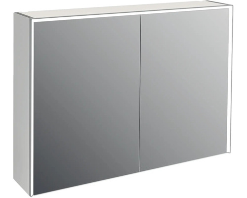 Spegelskåp med belysning JUNGBORN Quattro sedici nove grå matt 100x70 cm LED Spegelskåp med belysning för badrum