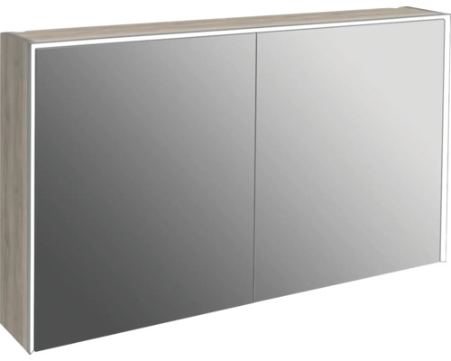 Spegelskåp med belysning JUNGBORN Quattro sedici nove valnöt matt 120x70 cm LED Spegelskåp med belysning för badrum
