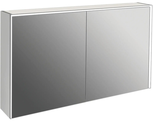 Spegelskåp med belysning JUNGBORN Quattro sedici nove grå matt 120x70 cm LED Spegelskåp med två dörrar för badrummet