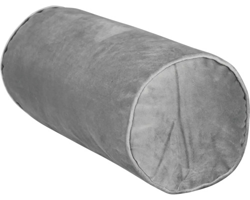 Grå, cylindrisk nackkudde.