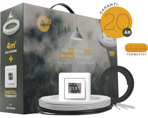 Golvvärmeset med digital termostat och 20 års garanti.