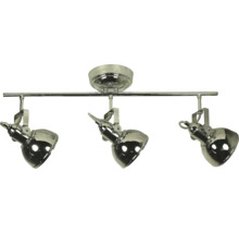 Taklampa med tre spotlights på en metallskena