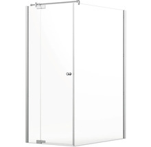 Duschhörn JUNGBORN Sette 90x140 silver matt borstad klarglas svängbar dörr med fast del + vägg