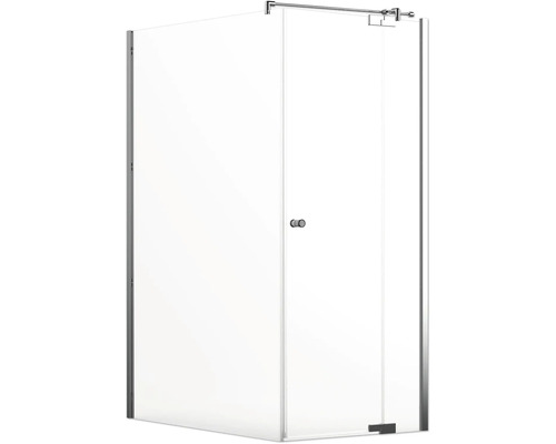 Duschhörn JUNGBORN Sette 140x90 krom blank svängbar dörr med fast del höger Hörndusch med glasdörrar och metallram