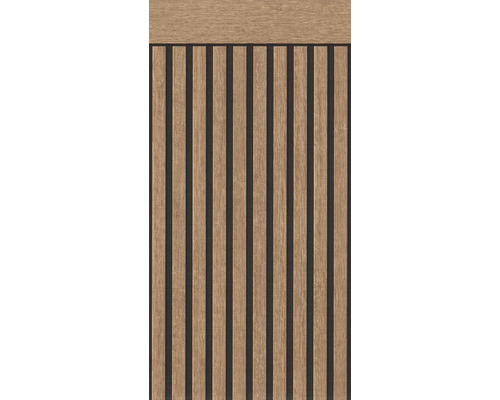 Sockel bård A.S. CRÉATION nowo panel träoptik brun 500x106cm Akustikpanel med träribbor för vägg och tak