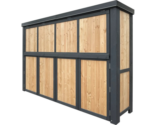 Soptunneskåp i trä för tre soptunnor