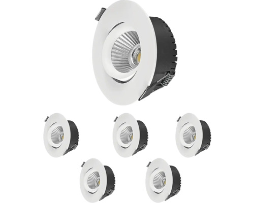 Sex LED-infällda spotlights för inomhusbruk