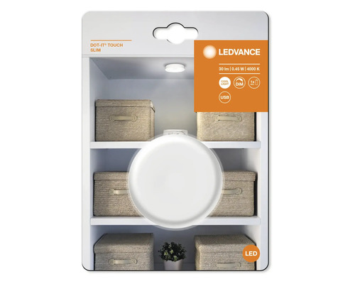 LEDVANCE Dot-It Touch Slim LED-lampa i förpackning framför hylla
