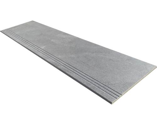 Trappsteg MIRAVA Narvik silver grå matt 30x120x0,85 cm Grå trappsteg med räfflad yta
