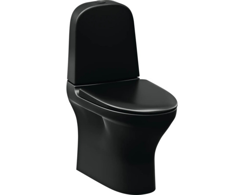 Toalettstol GUSTAVSBERG Estetic 8300 svart matt mjukstängning S/P-lås 7805008 Golvstående toalett med djup spolning och cistern
