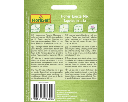 Fröförpackning Hoher Erecta Mix Tagetes erecta