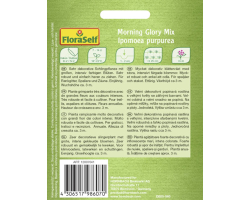 Fröförpackning för Morning Glory Mix Ipomoea purpurea, en dekorativ klätterväxt