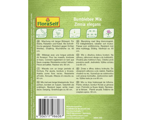 Fröförpackning Bumblebee Mix Zinnia elegans från FloraSelf
