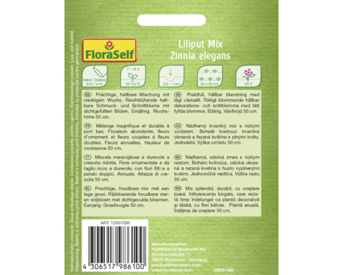 FloraSelf Liliput Mix Zinnia elegans fröpaket