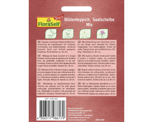 Blomblandning som blommar mycket och länge som såmatta för friland