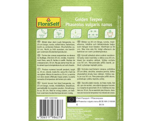 Fröförpackning Golden Teepee Phaseolus vulgaris nanus