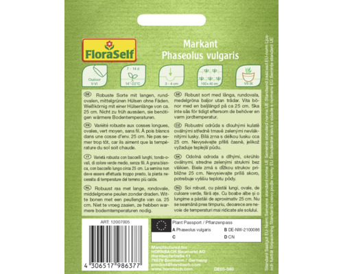 Markant Phaseolus vulgaris fröpaket