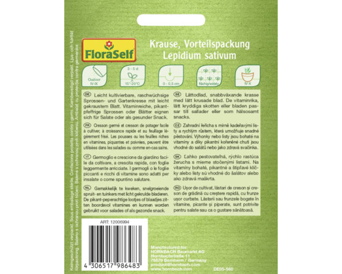 Krasse krusbladig förpackning med frön
