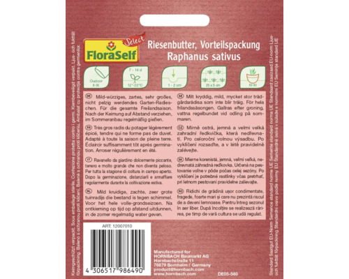 Rädisa Riesenbutter förpackning med många frön fröförpackning