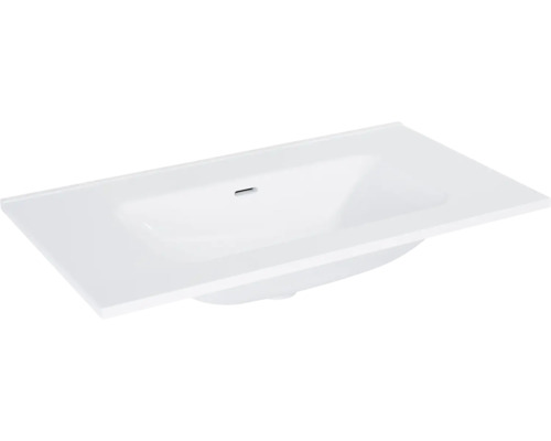 Tvättställ JUNGBORN vit blank med bräddavlopp utan blandarhål 81x1,8x46 cm Vitt tvättställ för badrum