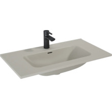 Tvättställ JUNGBORN beige fume matt med bräddavlopp och blandarhål 81x1,8x46 cm