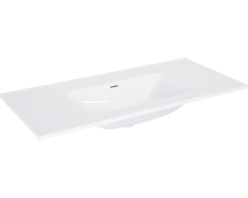 Tvättställ JUNGBORN vit blank med bräddavlopp utan blandarhål 101x1,8x46 cm Tvättställ för bänkskiva av sanitetskeramik för badrum