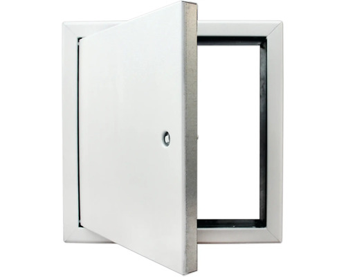 Inspektionslucka RUG SEMIN Softline ISO vit 200x200mm Öppnad inspektionslucka för väggmontering