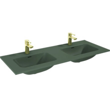 Dubbeltvättställ JUNGBORN forrest grön matt med bräddavlopp 2 blandarhål 121x1,8x46 cm