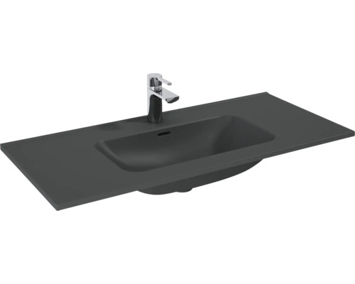 Tvättställ JUNGBORN antracit matt med bräddavlopp och blandarhål 101x1,8x46 cm Tvättställ med blandare för badrummet