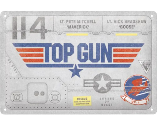 Top Gun metallskylt med flygplansdesign
