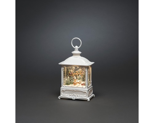 Vattenfylld lykta KONSTSMIDE varmvit LED flygande jultomte 25cm batteridriven Dekorativ, belyst snöglobslykta med vinterlandskapstema