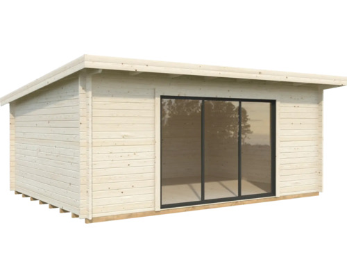 Trädgårdshus i trä med glasskjutdörr