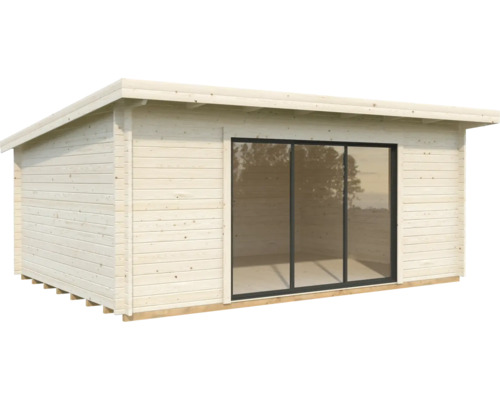 Trädgårdshus i trä med skjutdörr