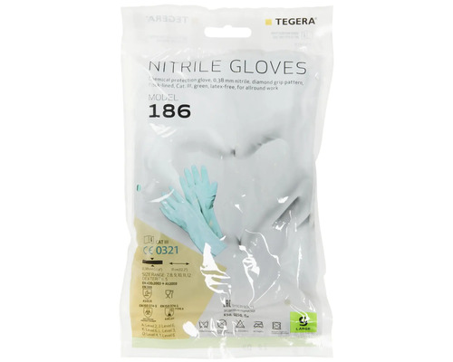 Förpackning nitrilhandskar, kemisk skyddshandske, 0,38 mm nitril, diamantmönster