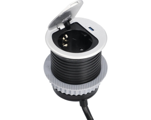 Infälld kontakt med USB-port för installation i bänkskivor