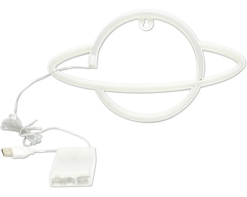 Saturnusformad LED-dekorationslampa med USB-anslutning och batterihållare