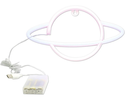 Planet neonlampa med batterihållare och USB-anslutning