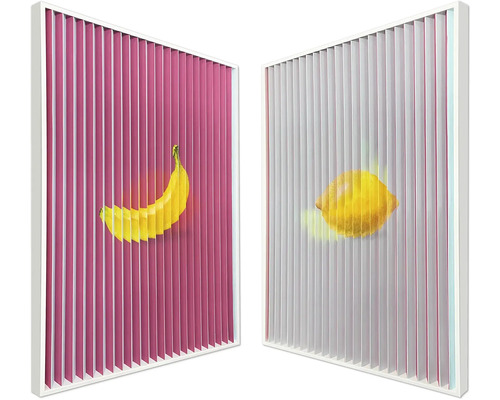 Inramad tavla utbytbar bildeffekt i 3D banan/citron 70x100 cm