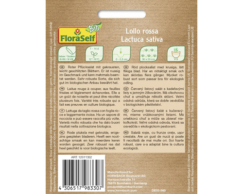 FloraSelf Lollo rossa Lactuca sativa fröförpackning
