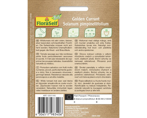 FloraSelf Golden Currant Solanum pimpinellifolium fröförpackning