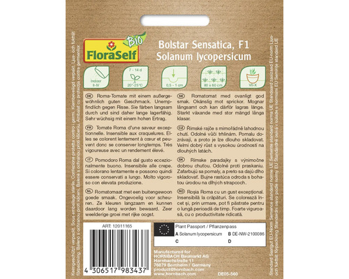 FloraSelf logotyp, Bolstar Sensatica F1 Solanum lycopersicum