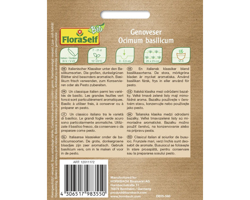 FloraSelf Genoveser Ocimum basilicum fröpaket