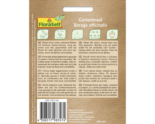 FloraSelf Gurkört Borago officinalis Fröförpackning