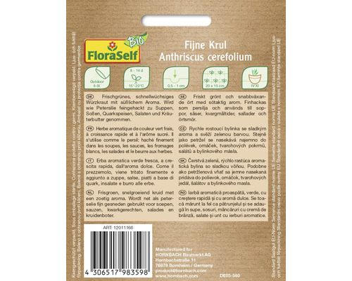 FloraSelf Feine Krul Anthriscus cerefolium fröförpackning