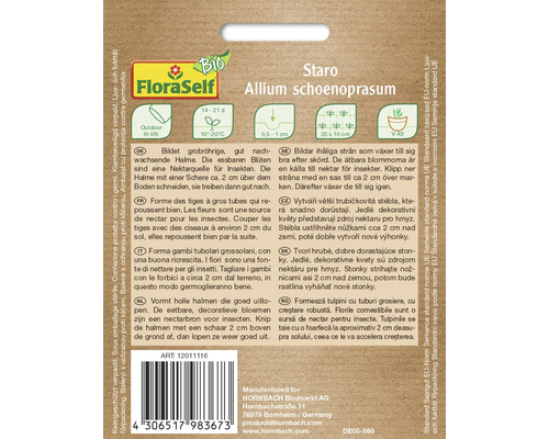 FloraSelf Staro Allium schoenoprasum förpackning