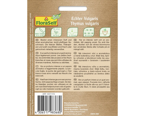 Fröförpackning med timjan